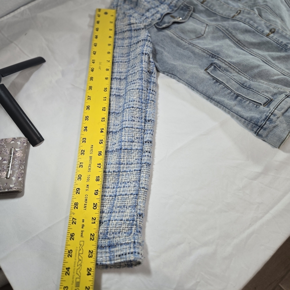 VENUS Blue Denim and Tweed Jacket Vintage Feminine Festival - Picture 8 of 13